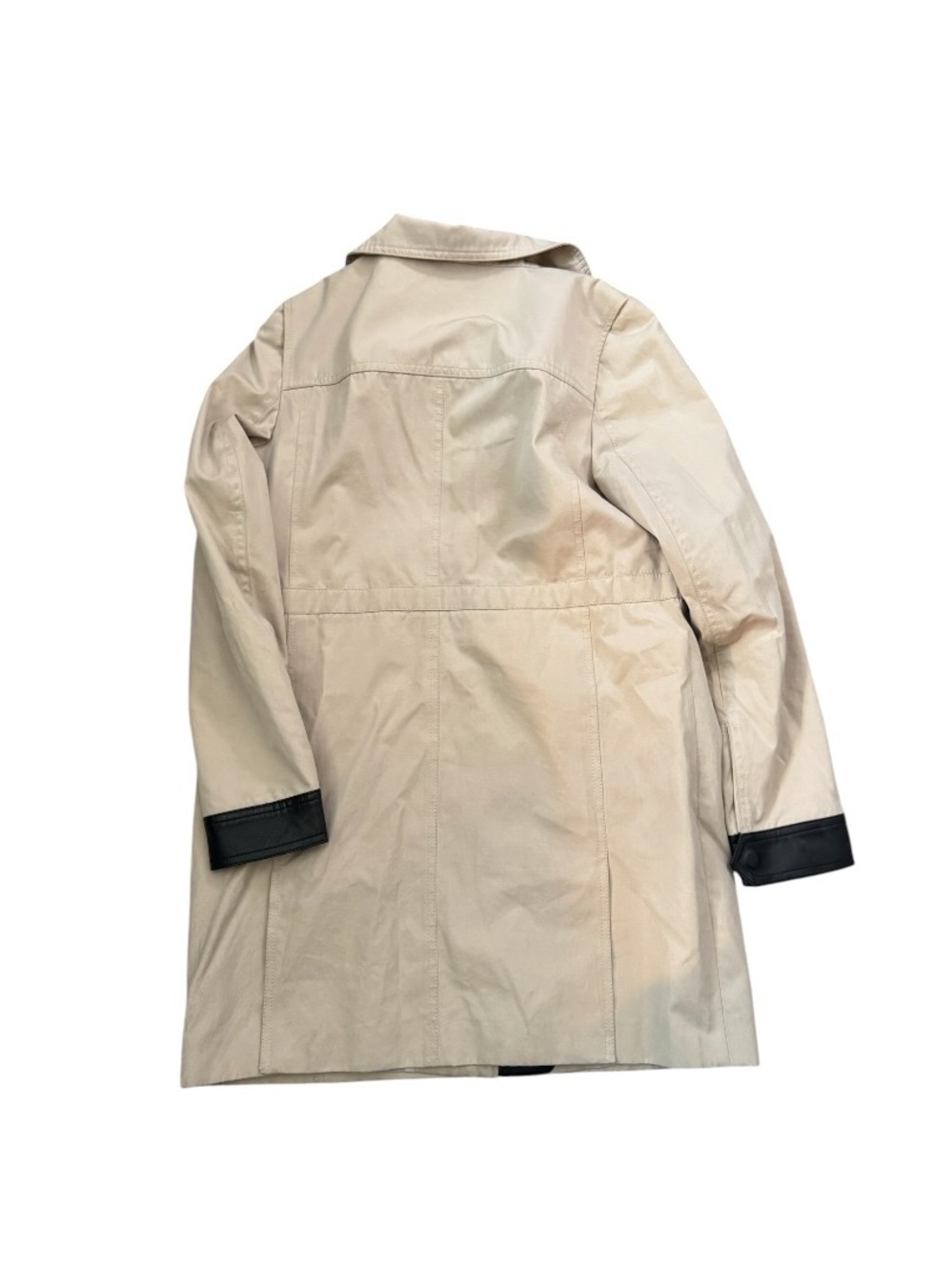 Ann Taylor Beige Trench Coat with Black Trim Accents - Picture 3 of 5